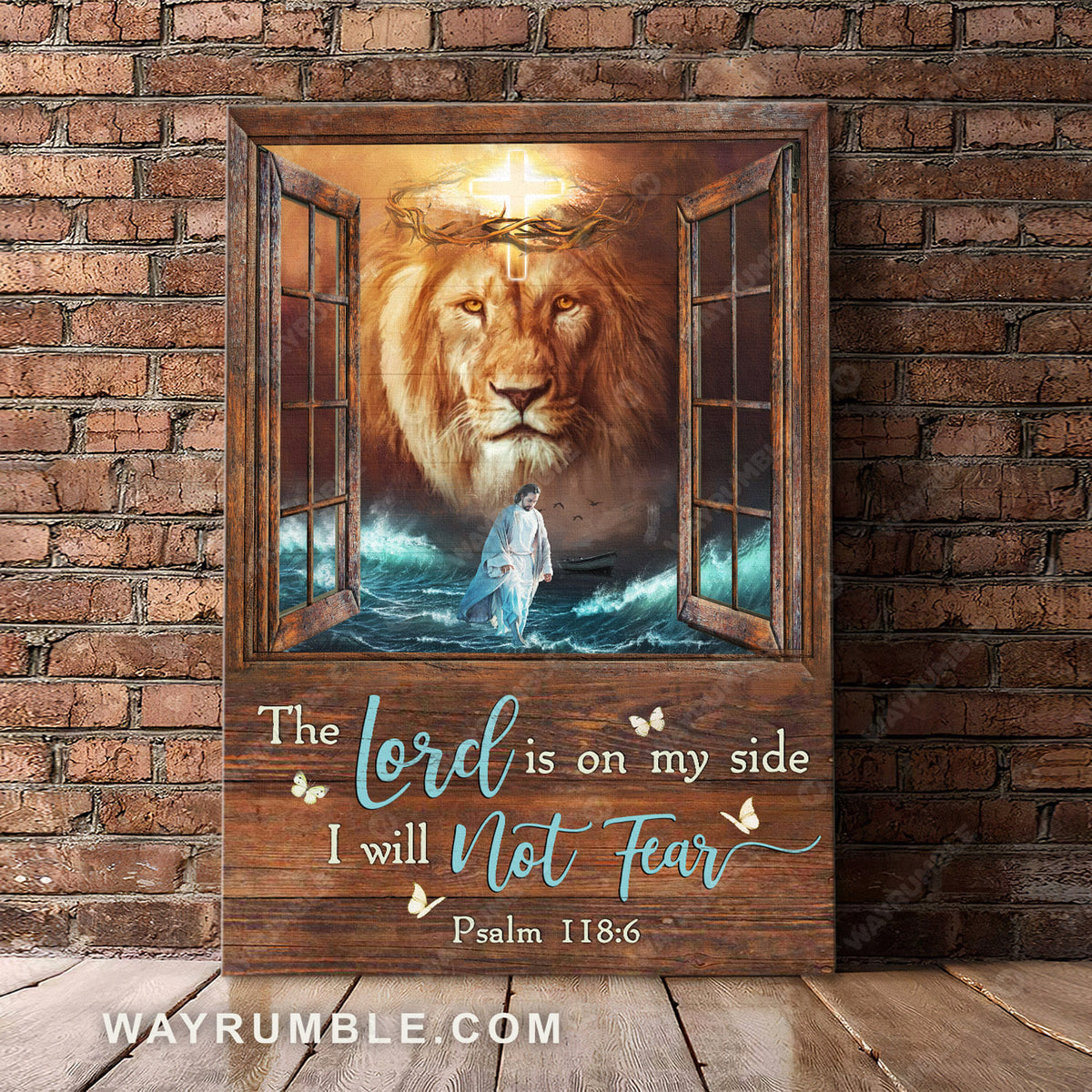 Jesus painting, Jesus walks on water, The lion of Judah, The Lord is on my side, I will not fear - Jesus Portrait Canvas Prints, Wall Art
