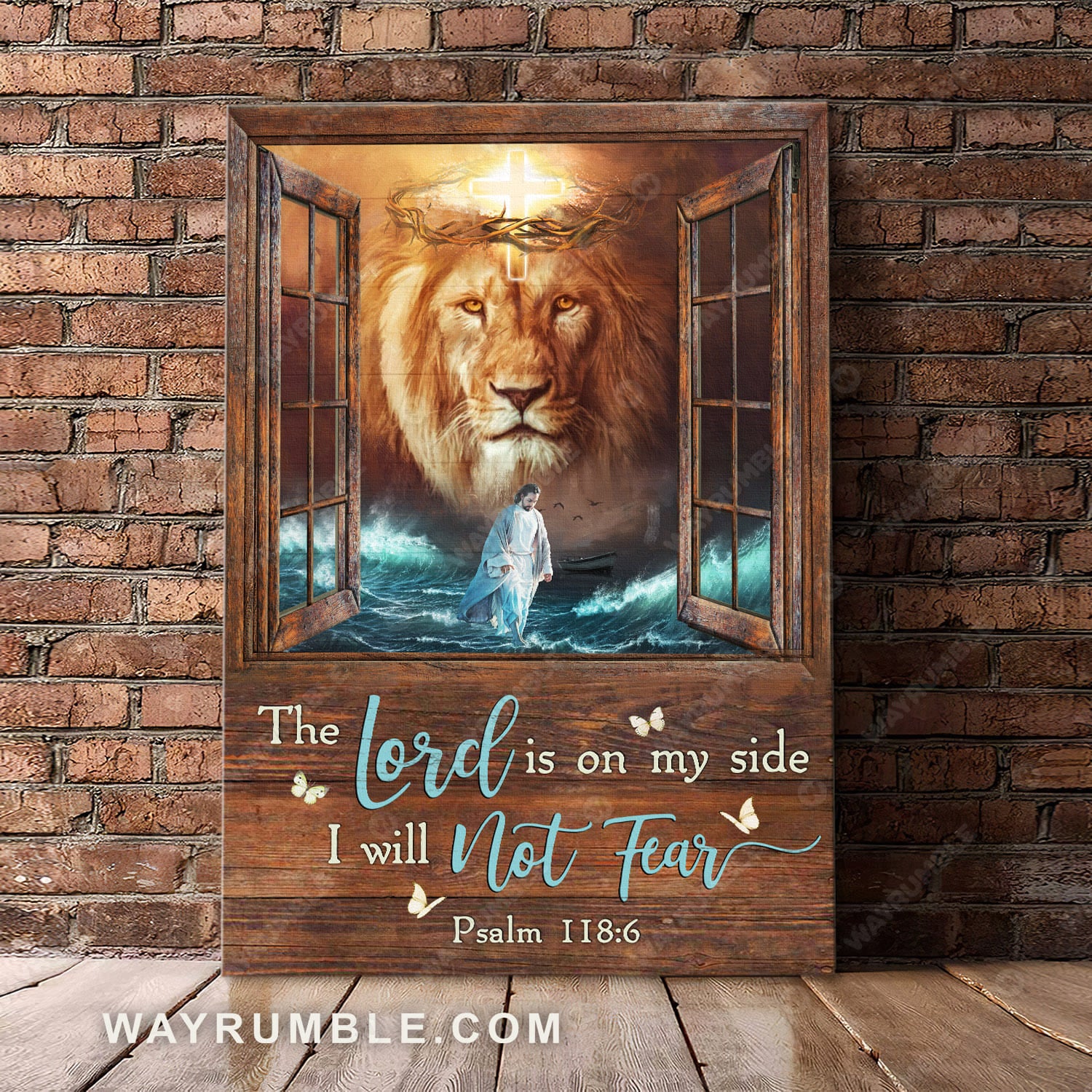 Jesus painting, Jesus walks on water, The lion of Judah, The Lord is on my side, I will not fear - Jesus Portrait Canvas Prints, Wall Art