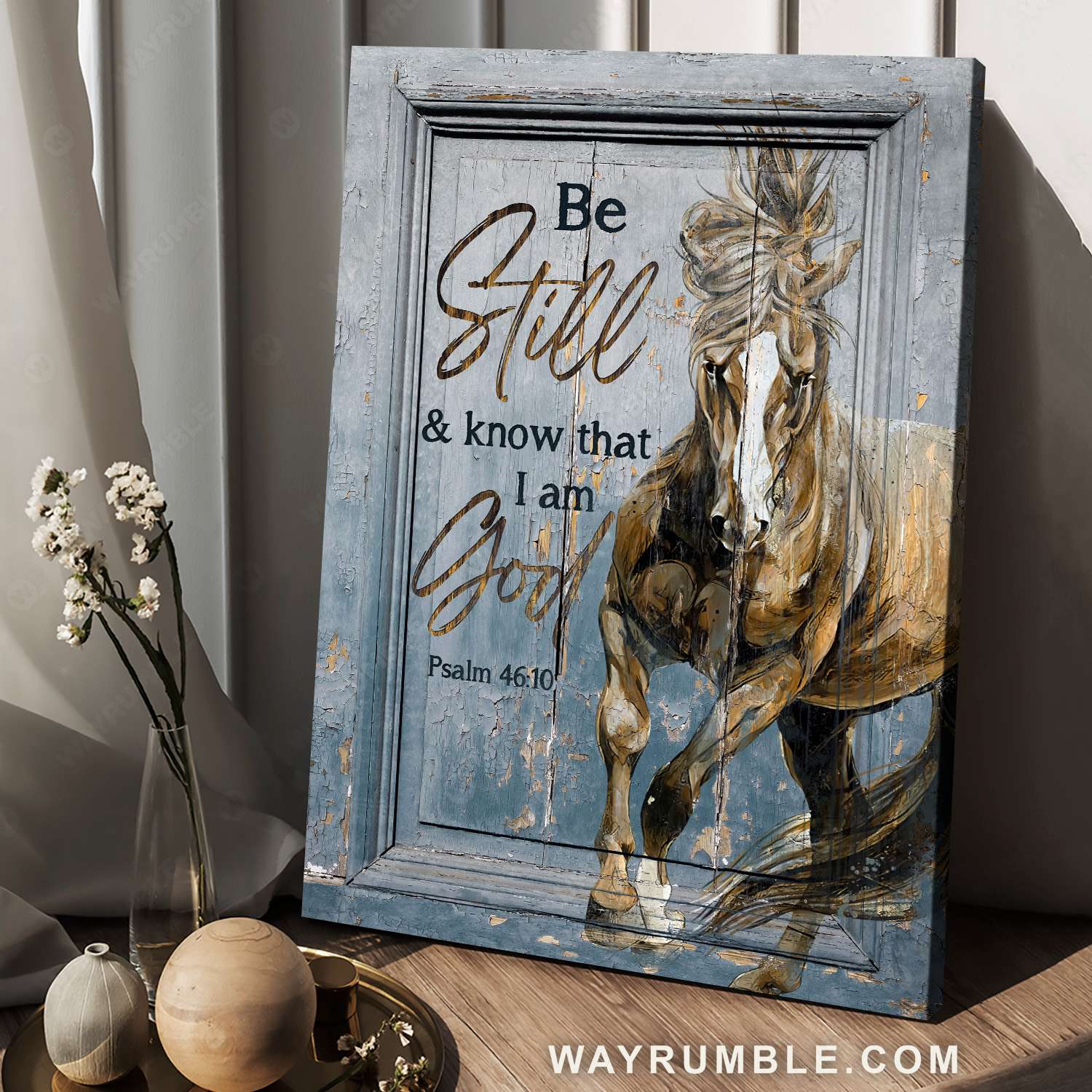 Running horse, Horse painting, Vintage door, Be still I am God - Jesus Portrait Canvas Prints, Christian Wall Art