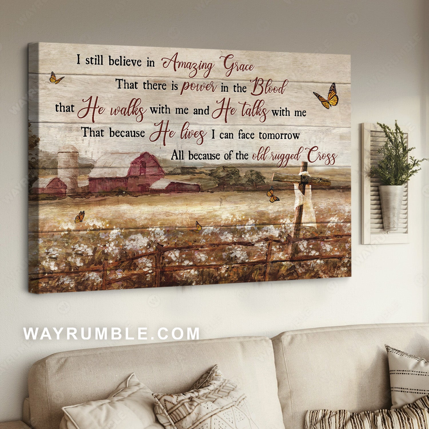 Amazing flower field, Countryside painting, I still believe in amazing grace - Jesus Landscape Canvas Prints, Home Decor Wall Art