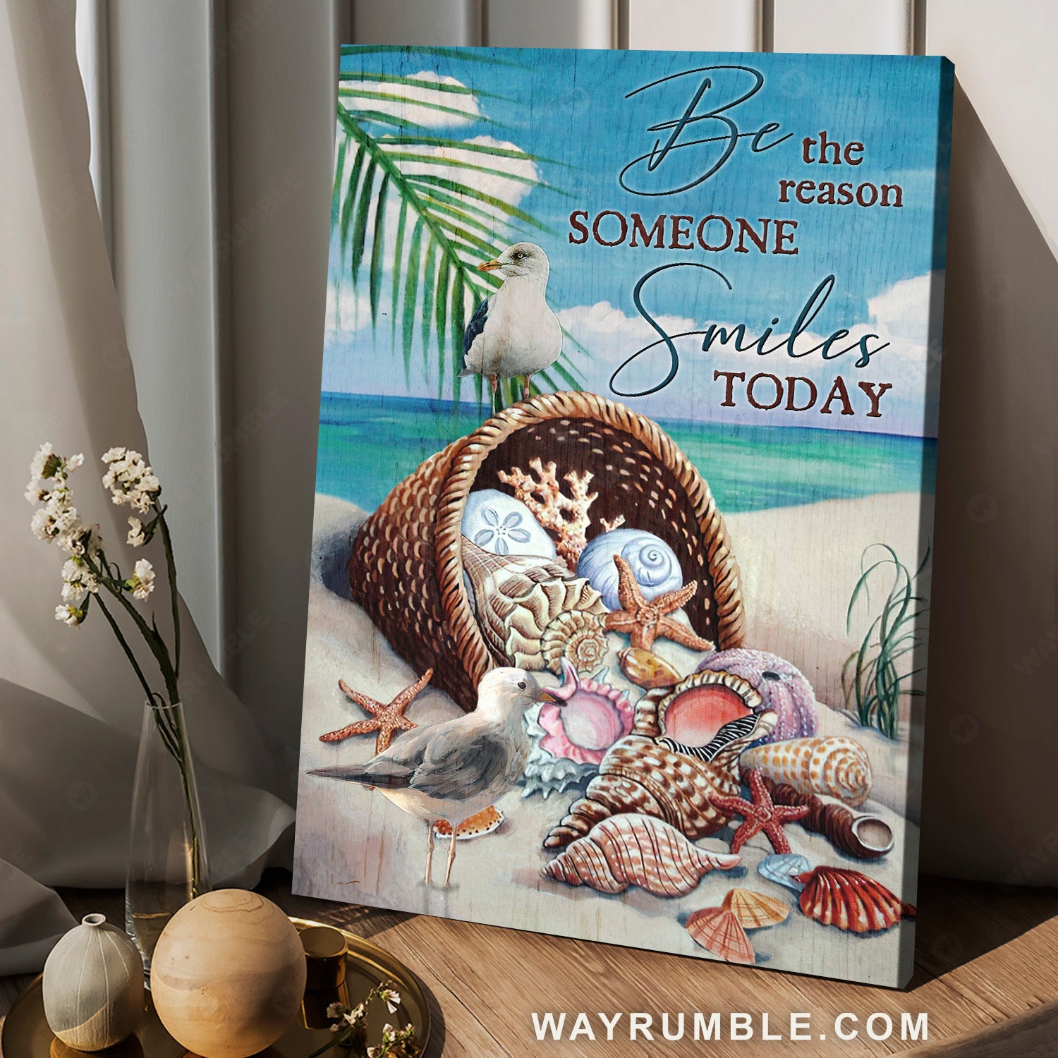 Colorful snail, Blue ocean, Be the reason someone smiles today - Jesus Portrait Canvas Prints, Christian Wall Art