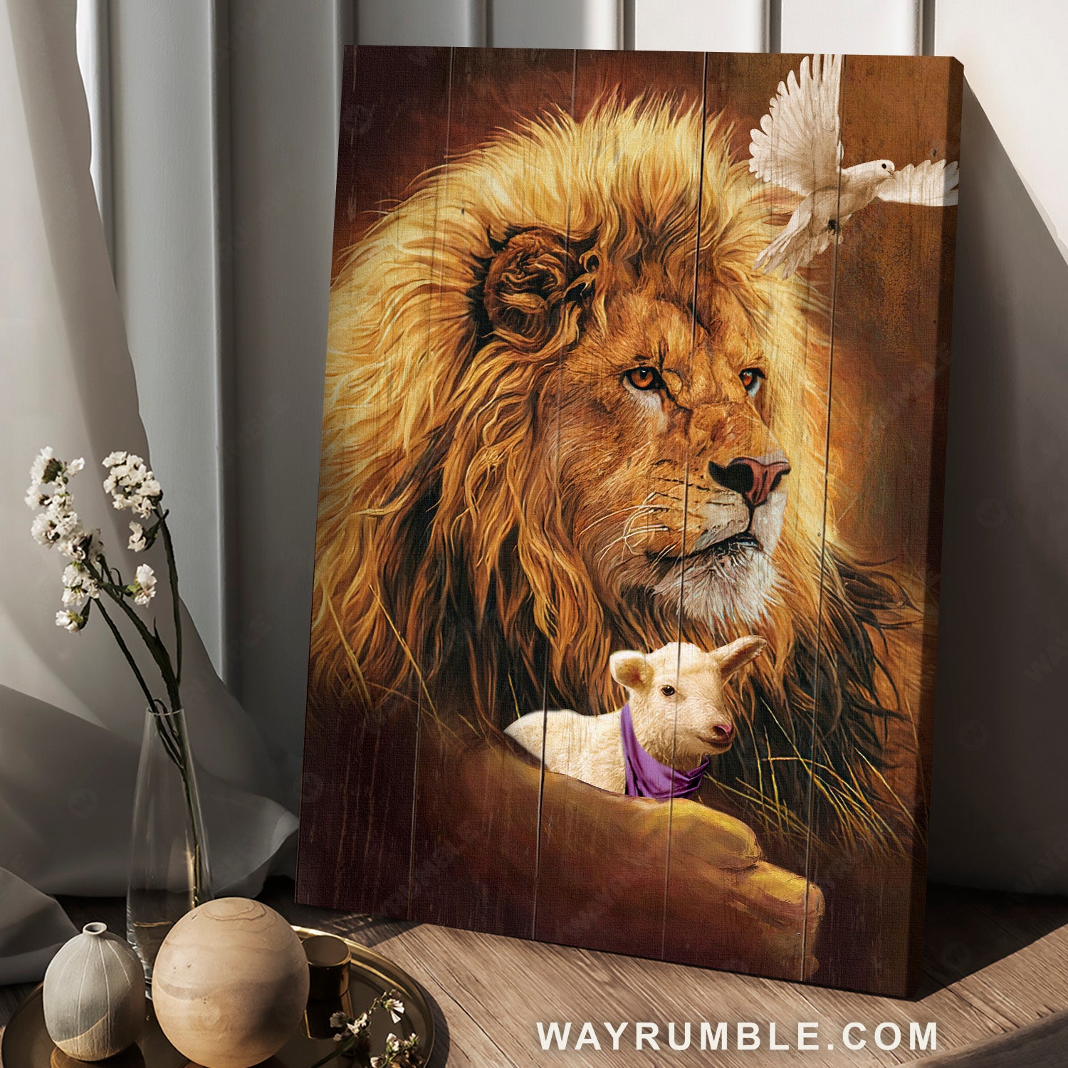 Amazing artwork, Beautiful lion, Cute lamb, Stunning dove - Jesus Portrait Canvas Prints, Home Decor Wall Art