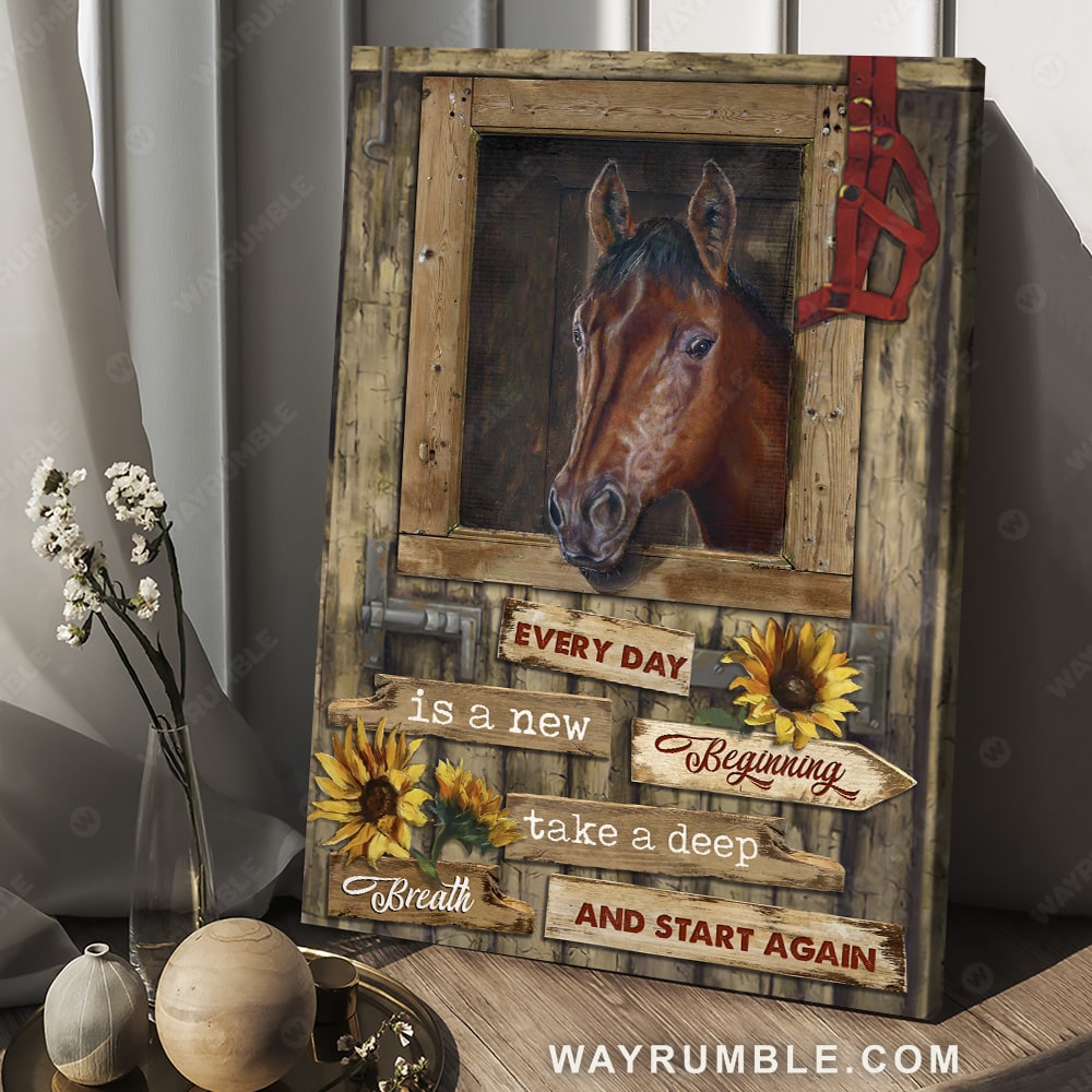 Quarter horse, Old window, Sunflower painting, Every day is a new beginning - Jesus Portrait Canvas Prints, Christian Wall Art