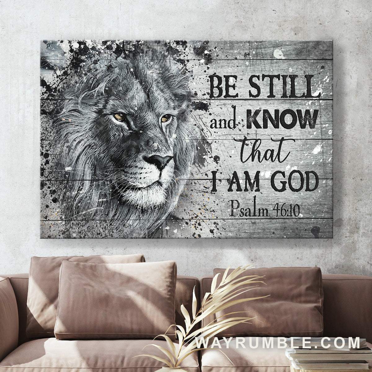 Lion of Judah, Action painting, Be still and know that I am God - Jesus Landscape Canvas Prints, Christian Wall Art