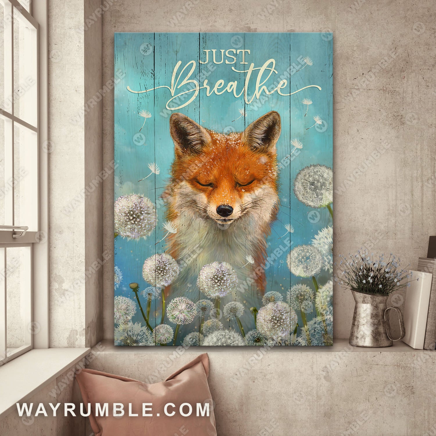 Brown fox drawing, Dandelion painting, Just breathe - Jesus Portrait Canvas Prints, Wall Art