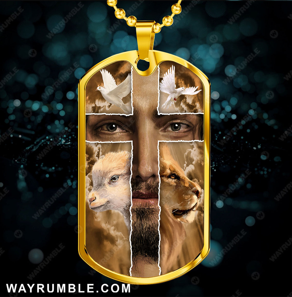 Life of Jesus, Lion king, Lamb of Jesus, White dove - Jesus Dog Tag