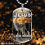 Lion king, Cross symbol, Warrior painting, Lion Judah has triumphed revelation - Jesus Dog Tag