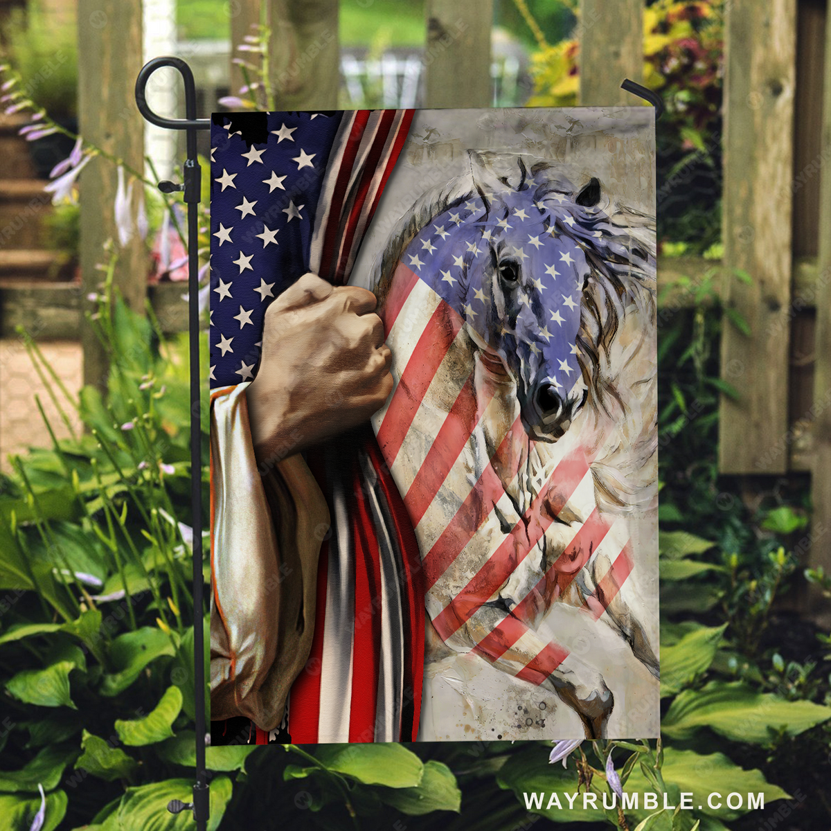 White horse painting, Beautiful US flag, Jesus&#39;s hand - Jesus Flag