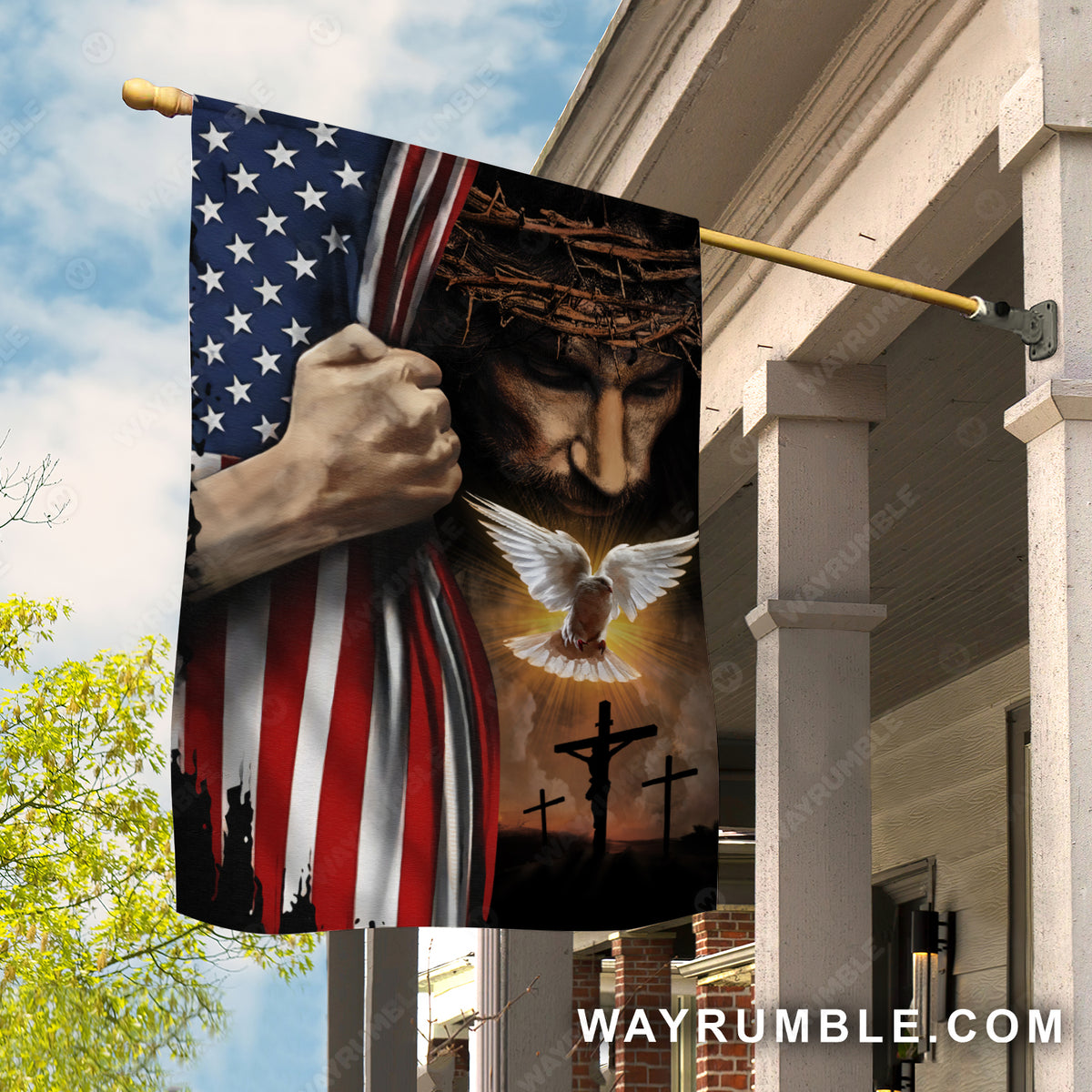 Jesus&#39;s hand, Watercolor dove, The life of Jesus, US flag - Jesus Flag