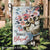 Cute cat drawing, Flower wreath, Blue butterfly, Simply blessed - Jesus Flag