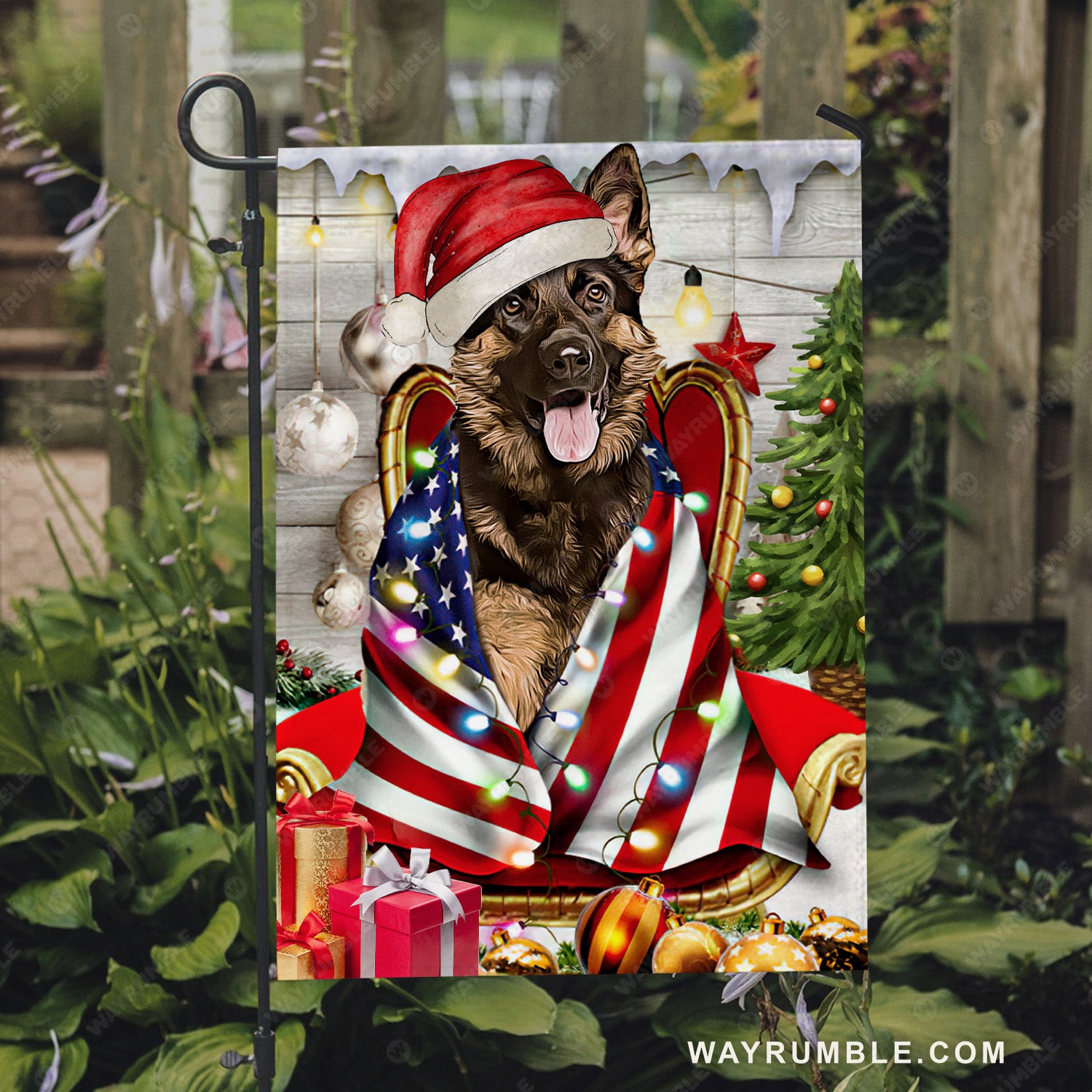Lovely German Shepherd, Christmas eve, Christmas is coming - Jesus Flag