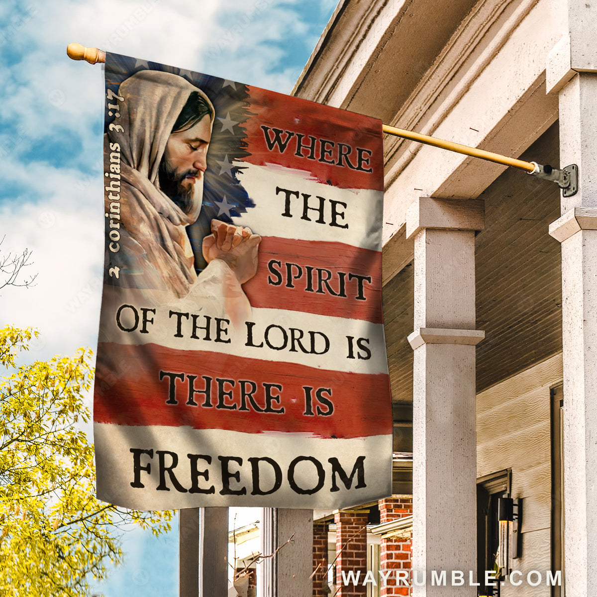 Pray for healing, The face of Jesus, Where the spirit of the Lord is - Jesus Flag