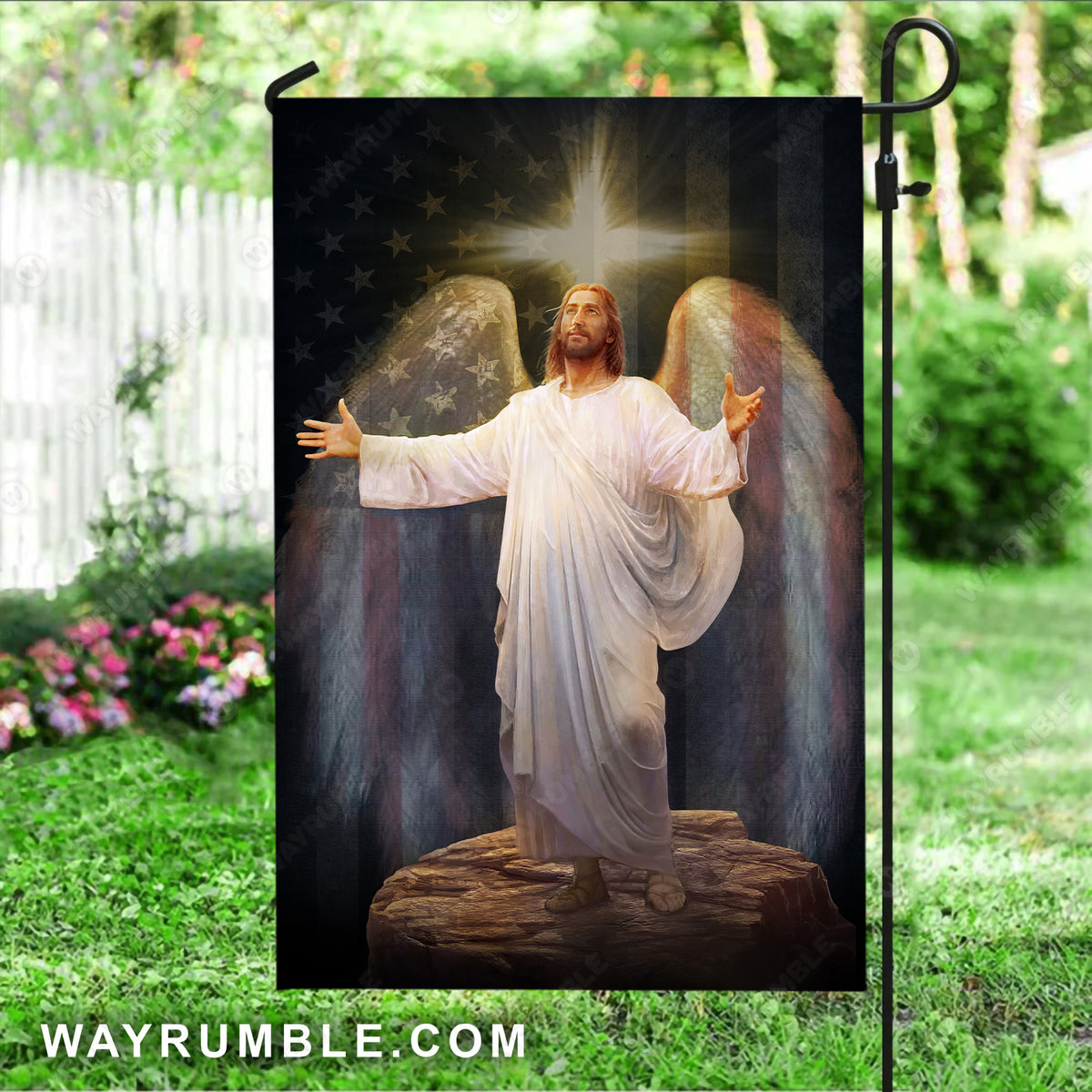Jesus calls, Infinite halo, White cross, Walking with Jesus - Jesus Flag