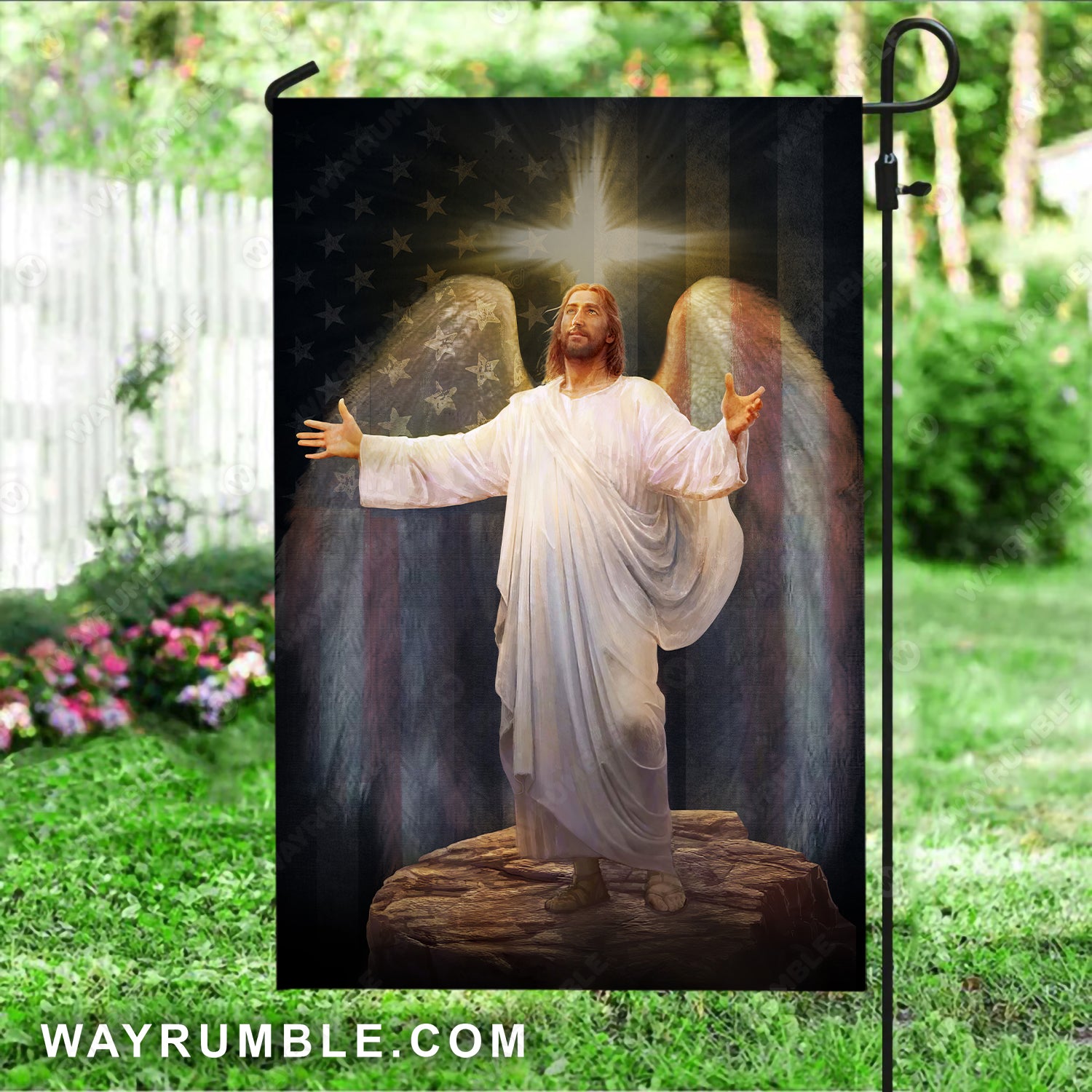 Jesus calls, Infinite halo, White cross, Walking with Jesus - Jesus Flag