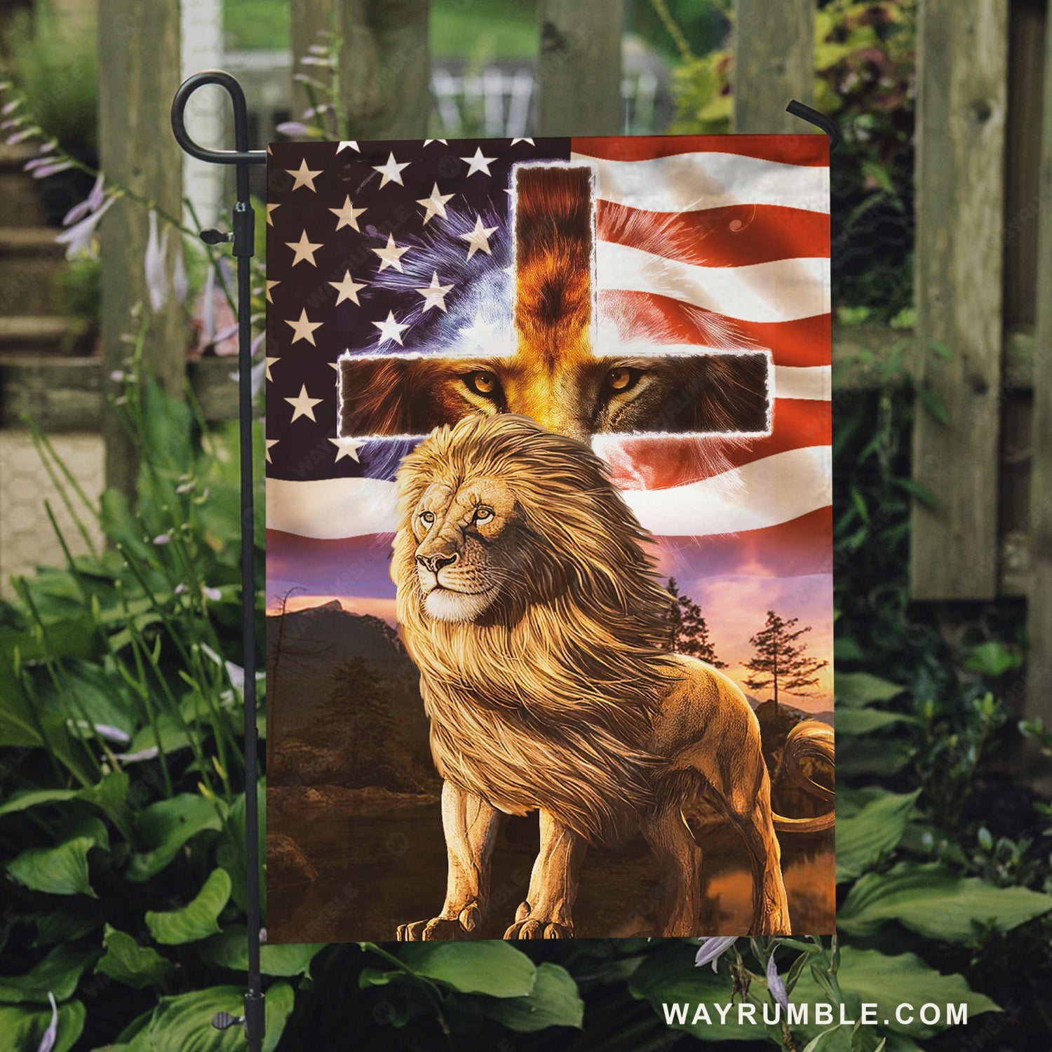 Lion King, Stunning lion, Awesome US flag, Beautiful cross - Jesus Flag