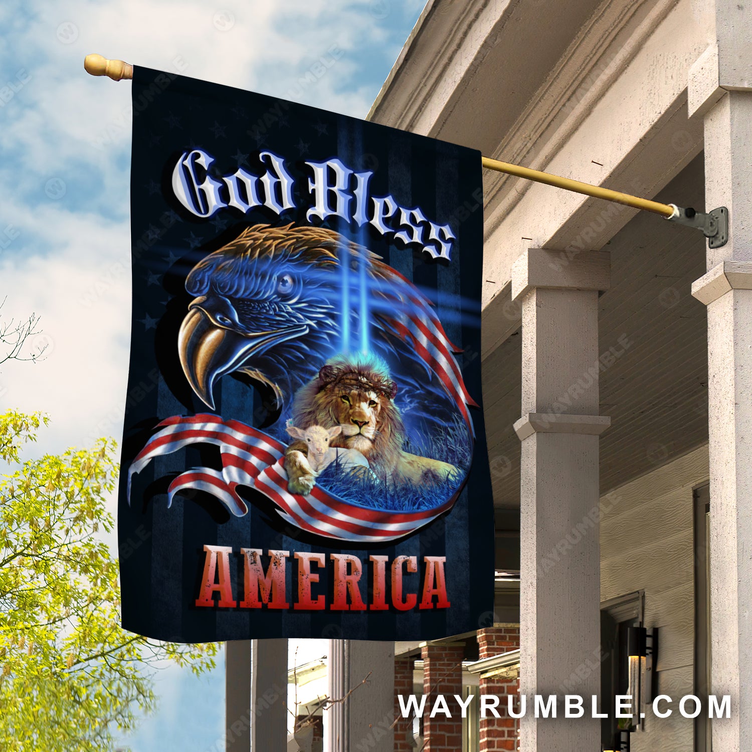 Amazing eagle, Lion of Judah, Lamb drawing, God bless America - Jesus Flag