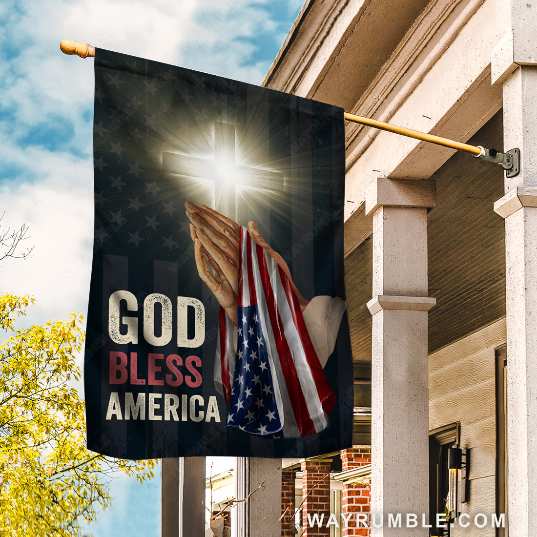 Praying hand, Amazing cross, US flag, God bless America - Jesus Flag