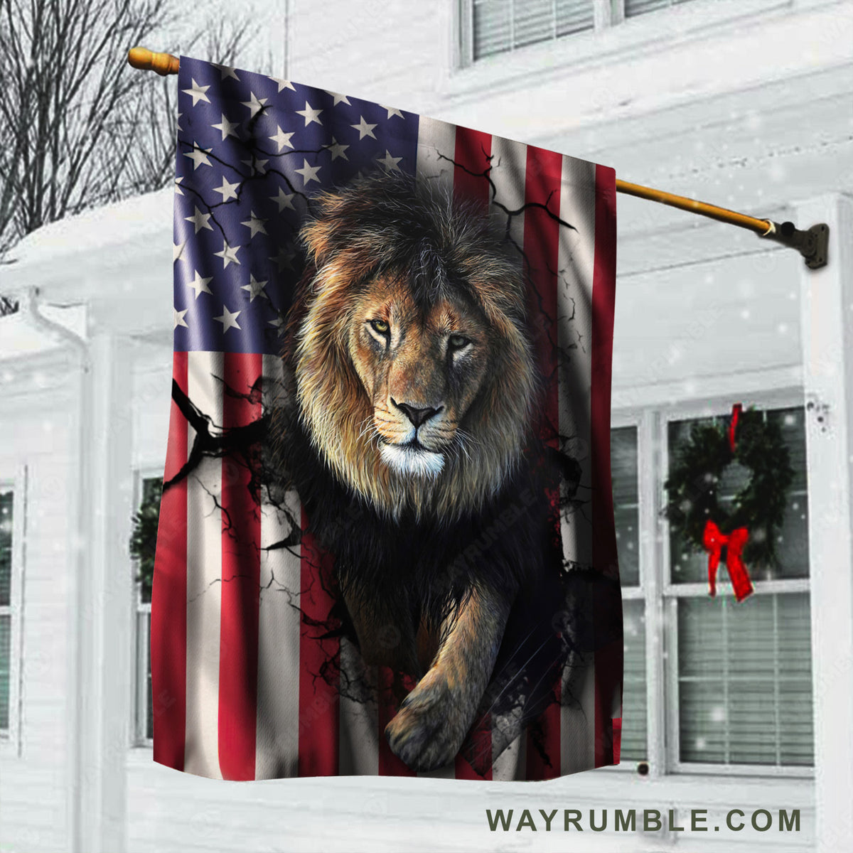 Antique US flag, Stunning lion, Lion of Judah - Jesus Flag