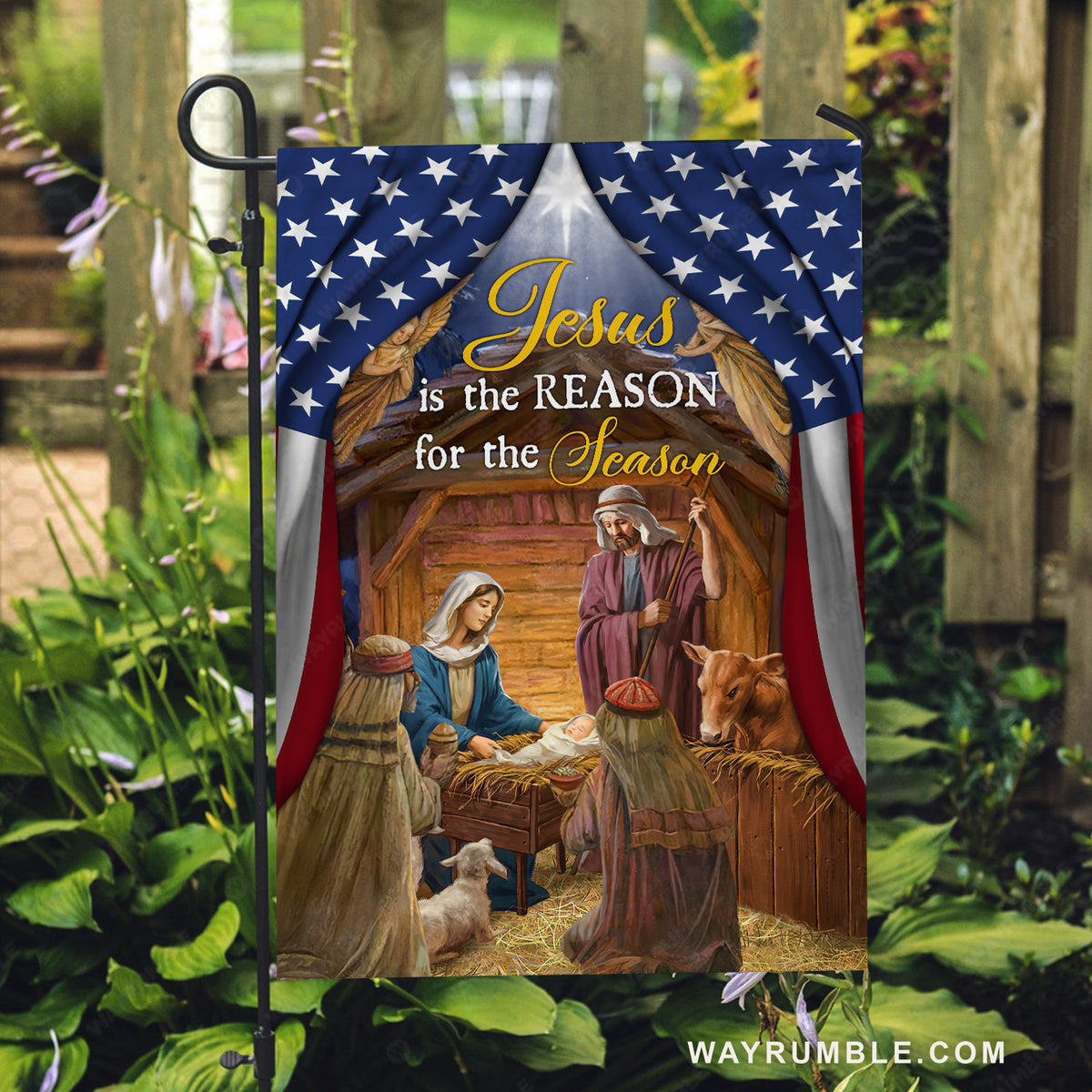 Stunning night, Jesus was born, Merry Christmas, Jesus is the reason for the season - Jesus Flag