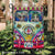 Colorful car, Hippie girl, Cute elephant, Every little thing gonna be alright - Jesus Flag