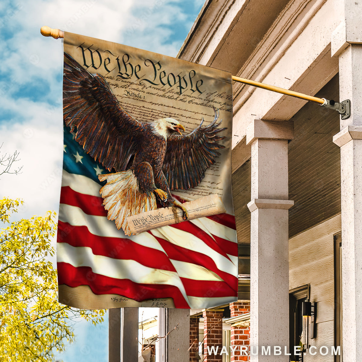 Golden eagle, Antique letter, US flag, We the people - Jesus Flag