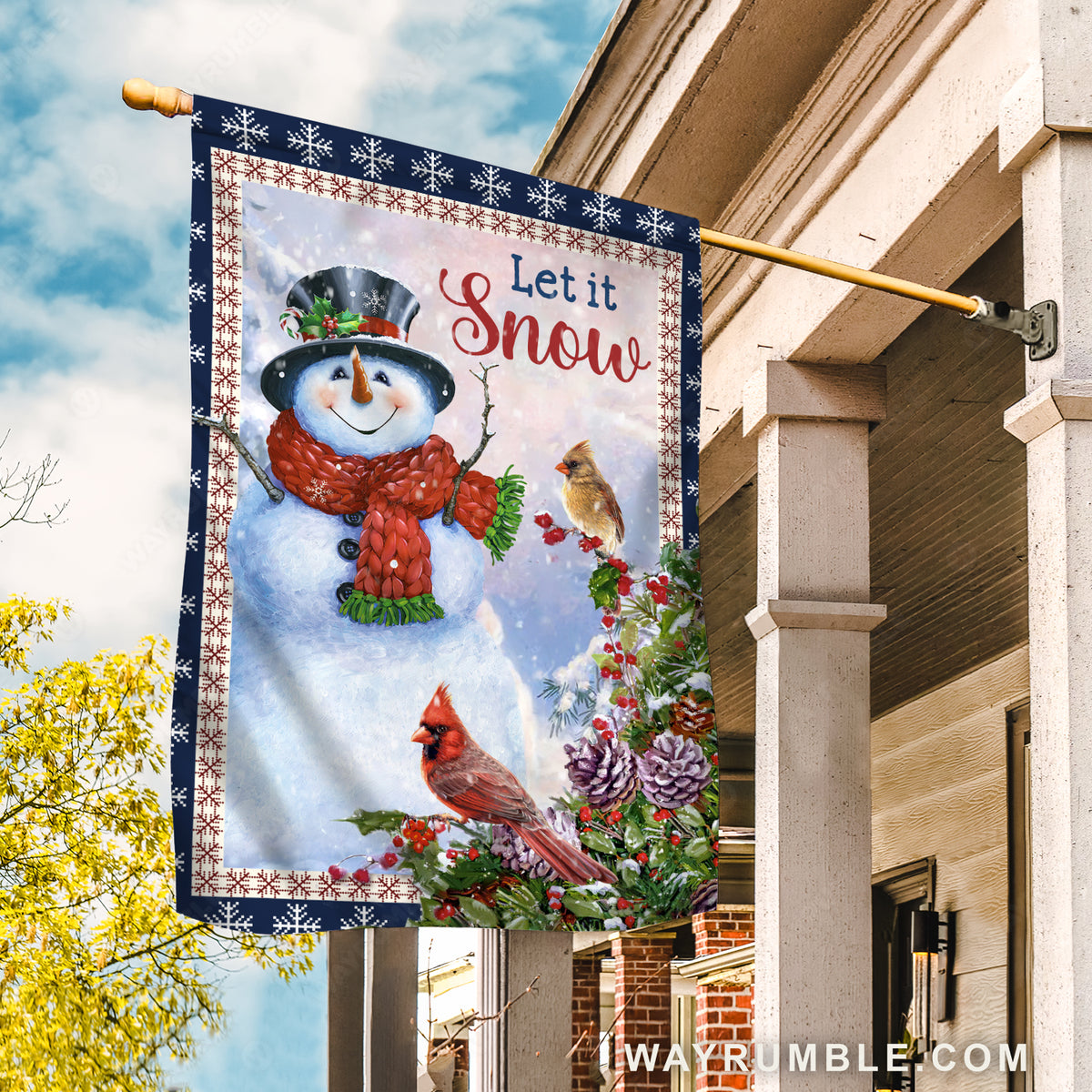 Snowman painting, Christmas vibe, Amazing cardinal, Let it snow - Jesus Flag