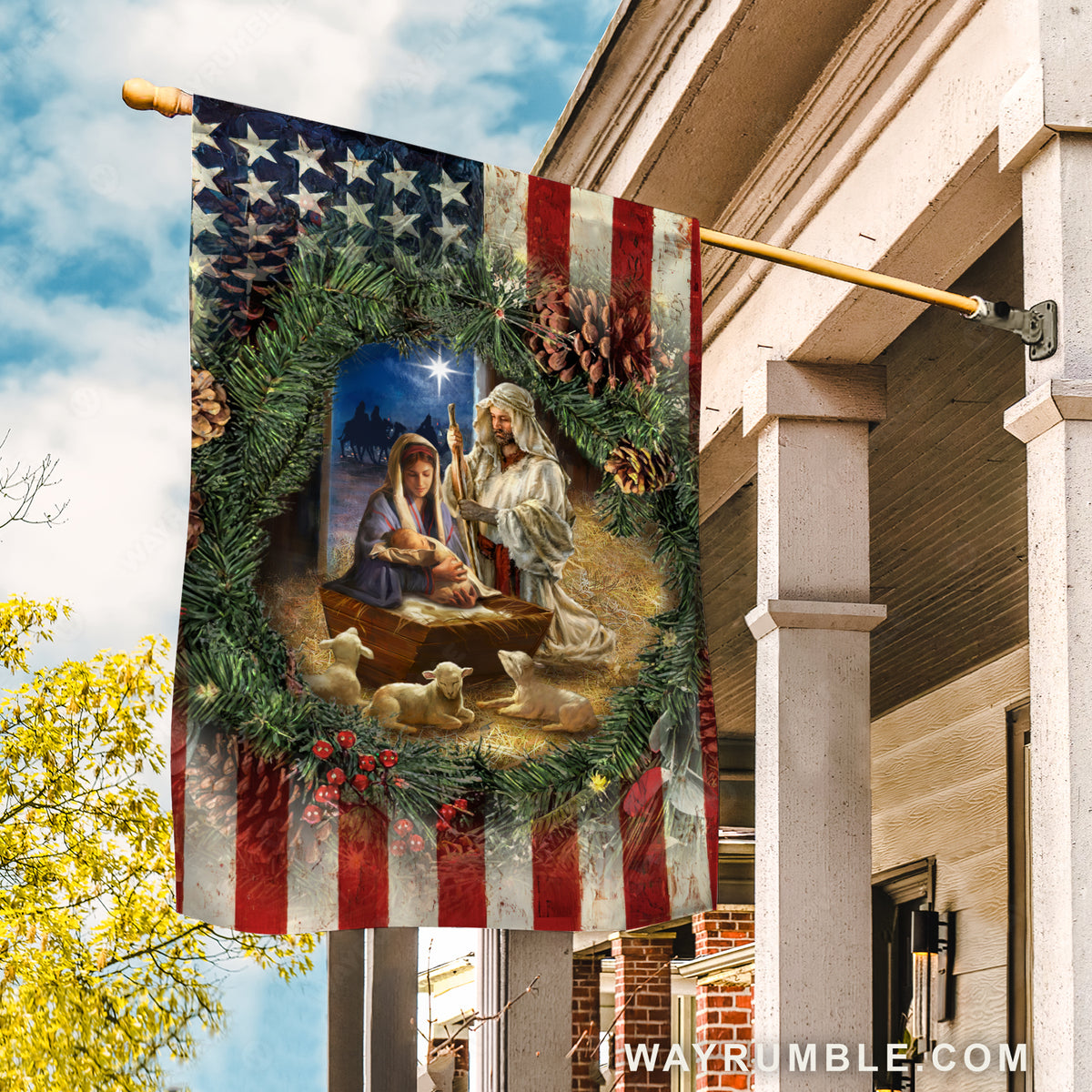 Stunning night, Jesus was born, Amazing lamb, Maria painting - Jesus Flag