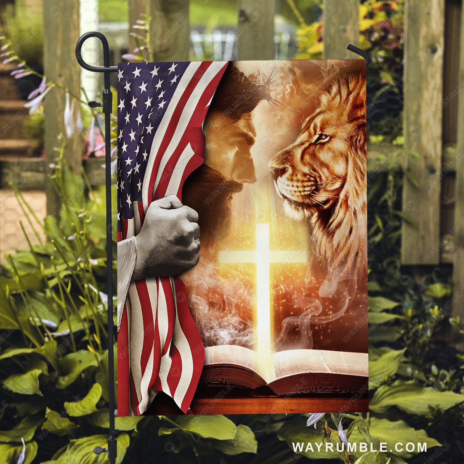 Face to face, Lion of Judah, The life of Jesus, US flag - Jesus Flag