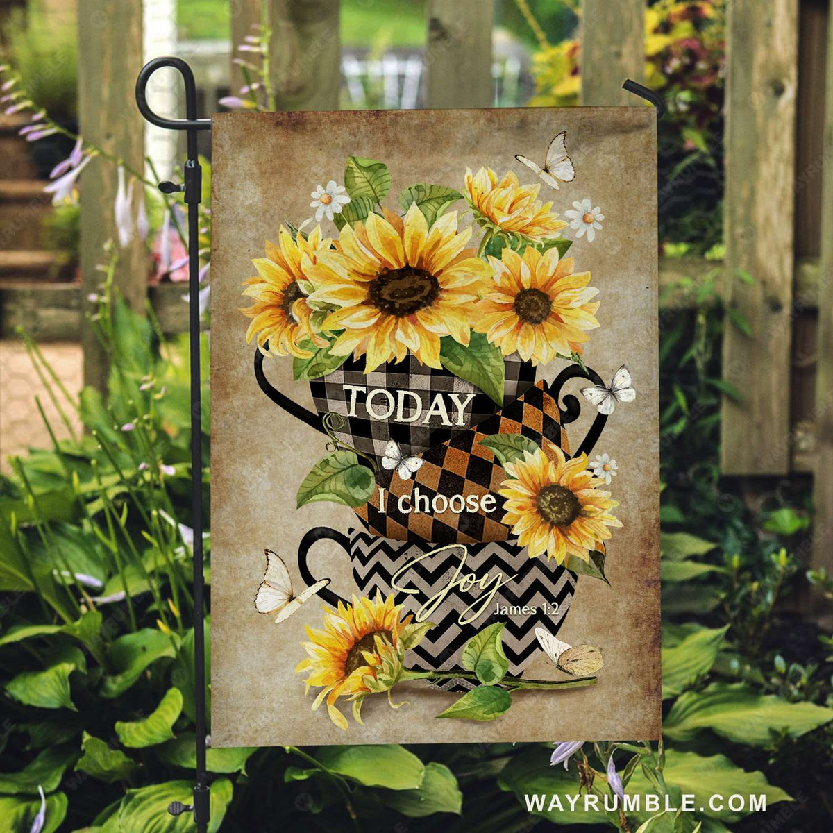 Stunning growing sunflower, Subtle background, Today I choose joy - Jesus Flag