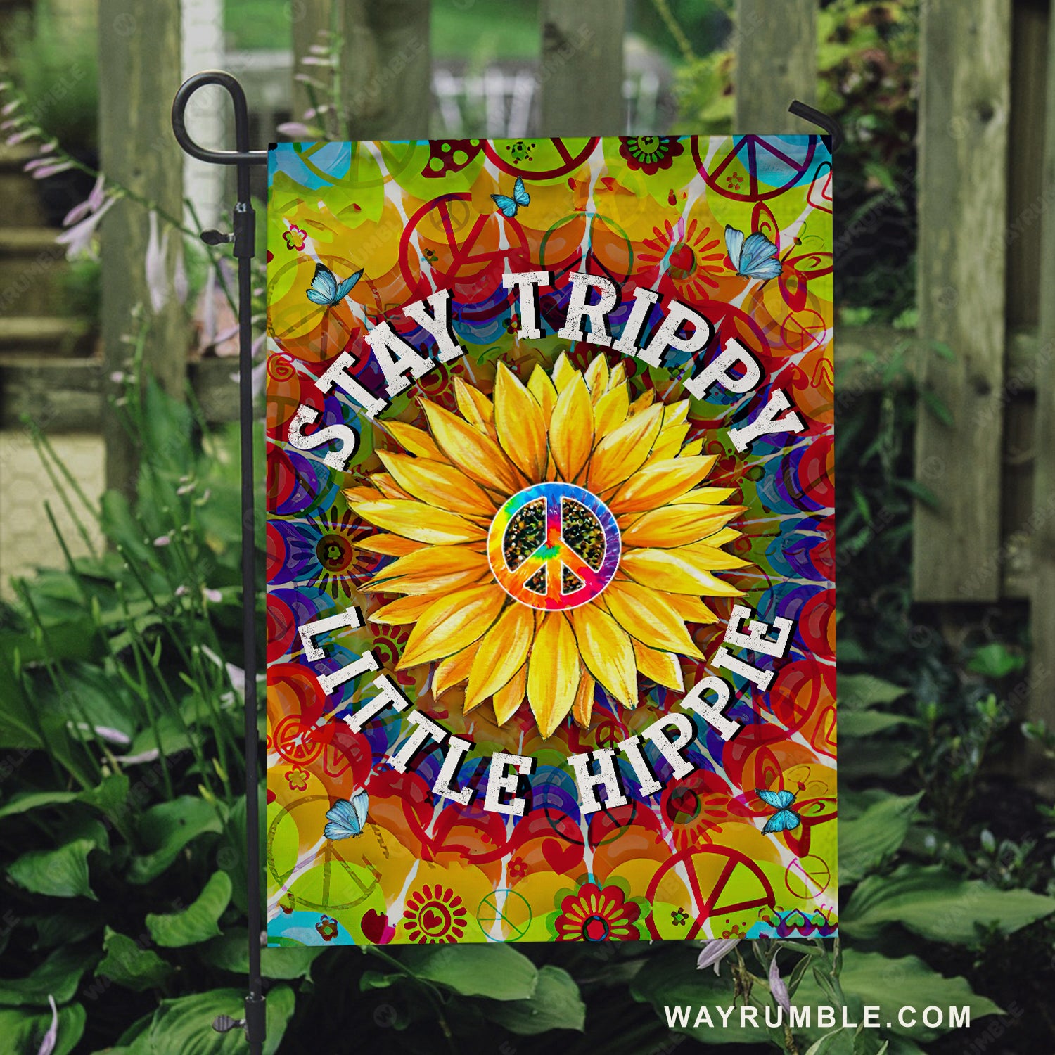 Stunning sunflower, Hippie vibe, Colorful painting, Stay trippy - Jesus Flag