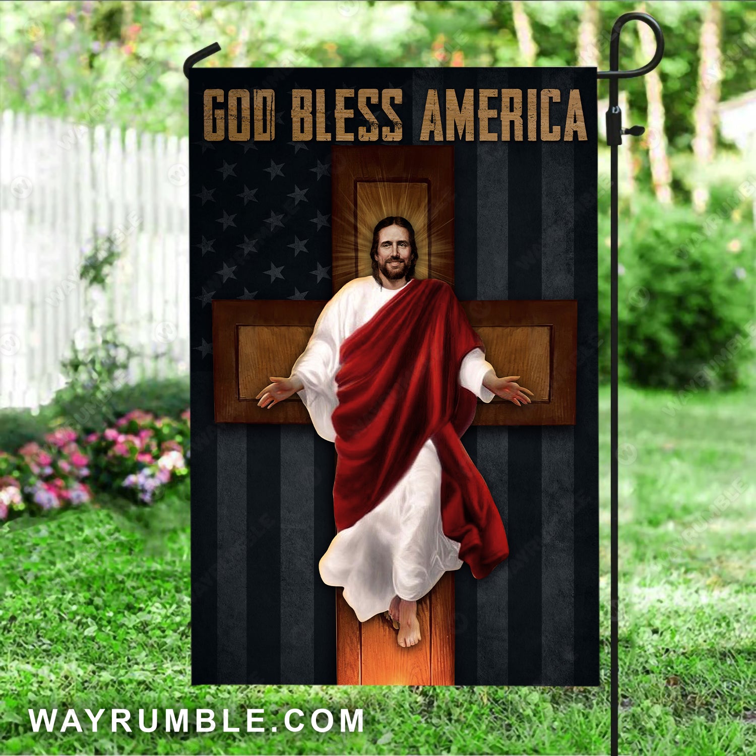 Jesus is coming, Wooden cross, The life of Jesus, God bless America - Jesus Flag