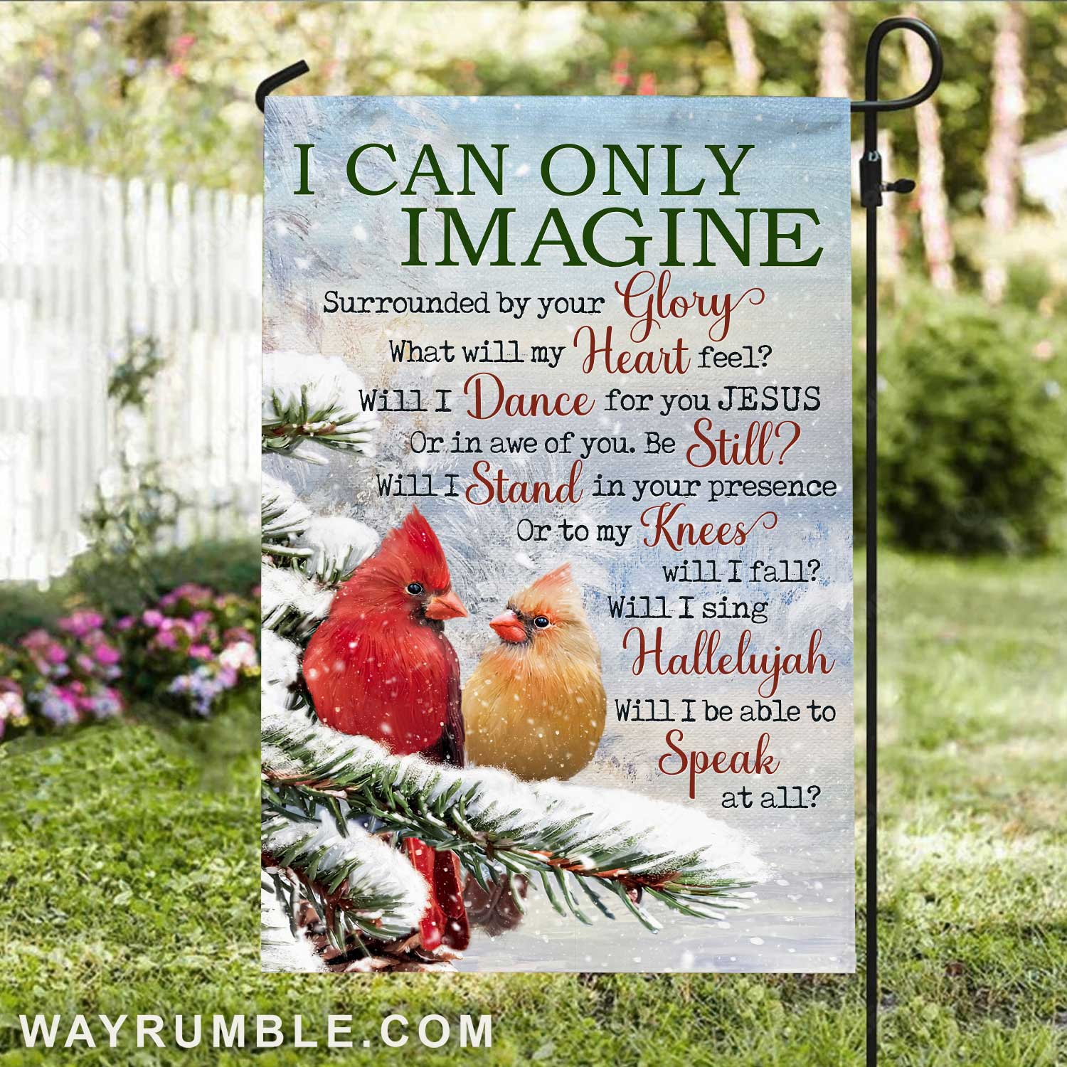 Cute cardinal, Frozen forest painting, Winter artwork, I can only imagine - Jesus Flag