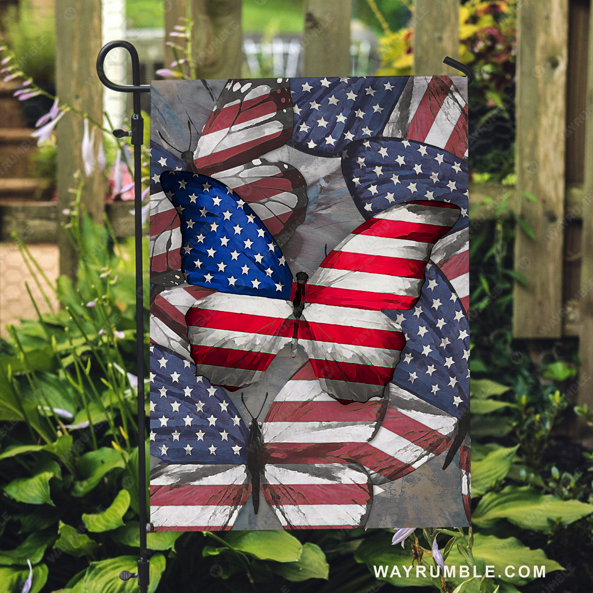 Pretty butterfly, US flag, Gift for butterfly lover - Jesus Flag