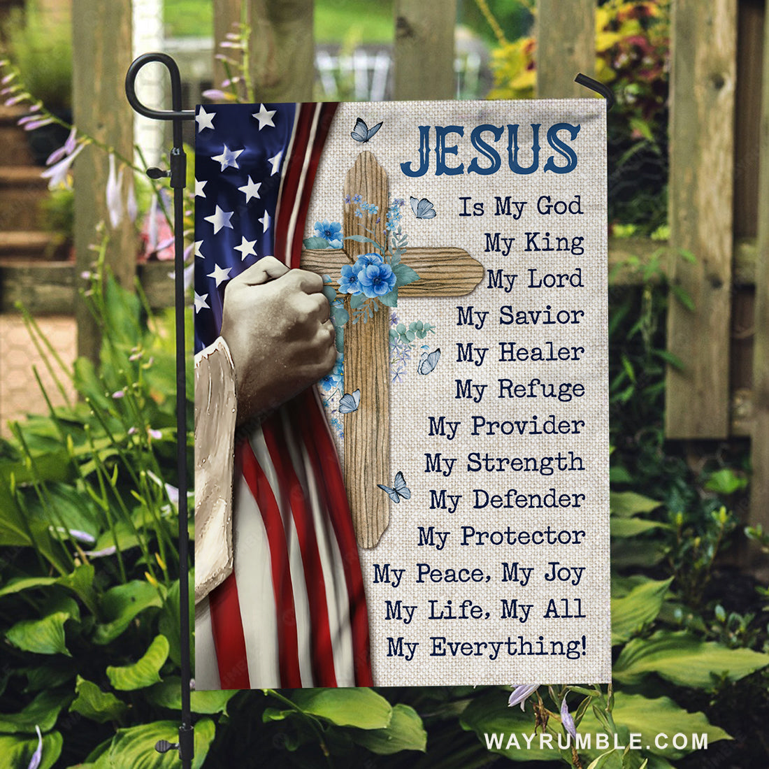 Pretty flower vase, Unique cross, Jesus&#39;s hand, Jesus is my everything - Jesus Flag