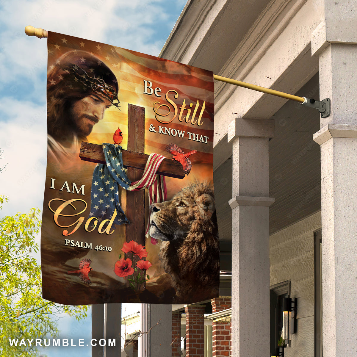 King of Kings, The life of Jesus, Poppy flower, Be still and know that I am God - Jesus Flag