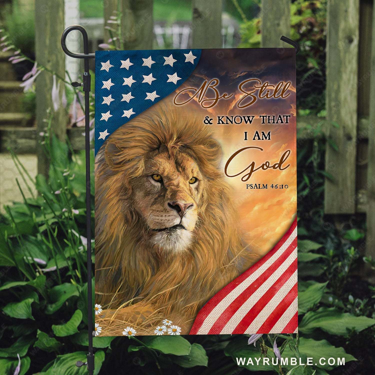 King of Kings, Amazing lion painting, US flag, Be still and know that I am God - Jesus Flag