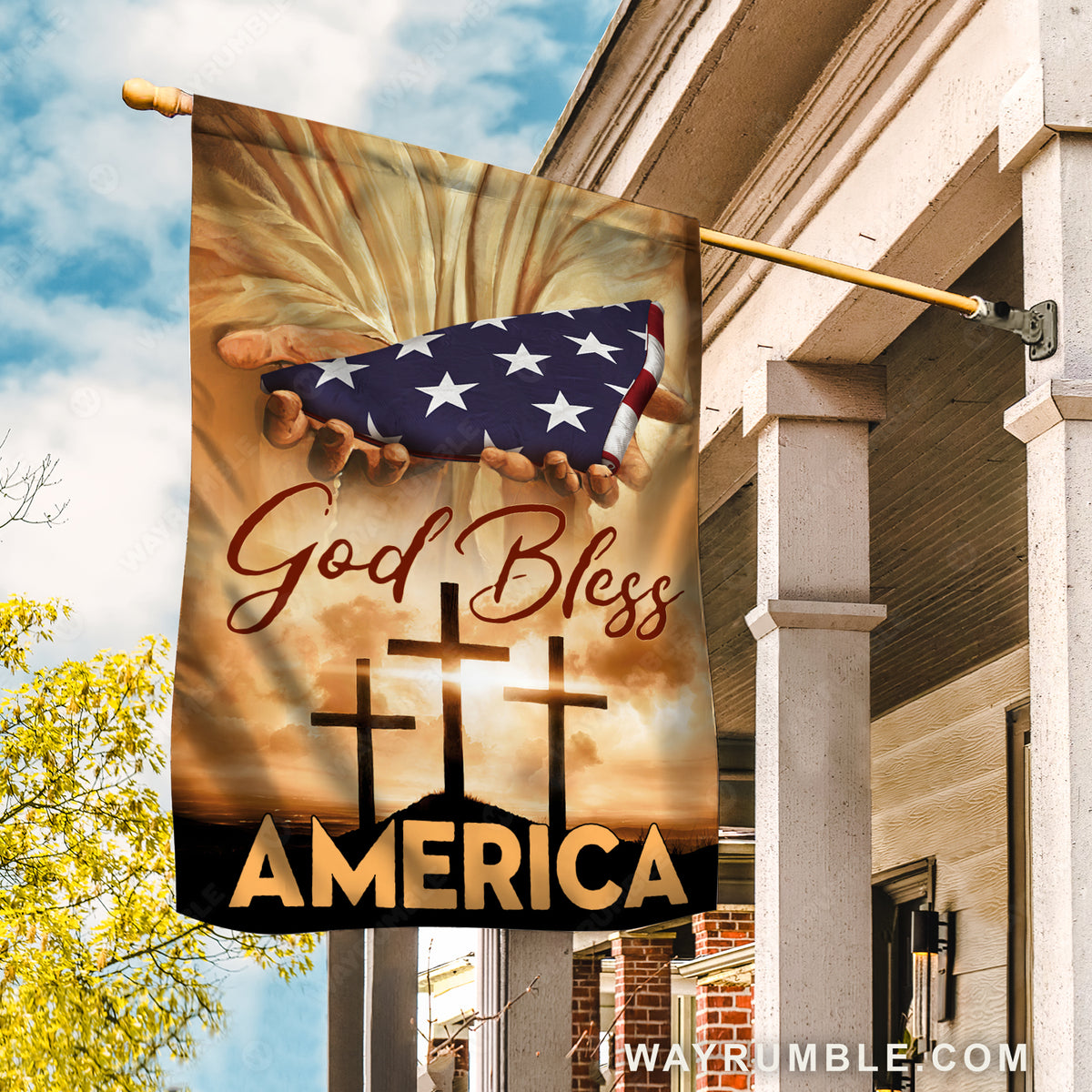 Special gift, US flag painting, Cross symbol, God bless America - Jesus Flag