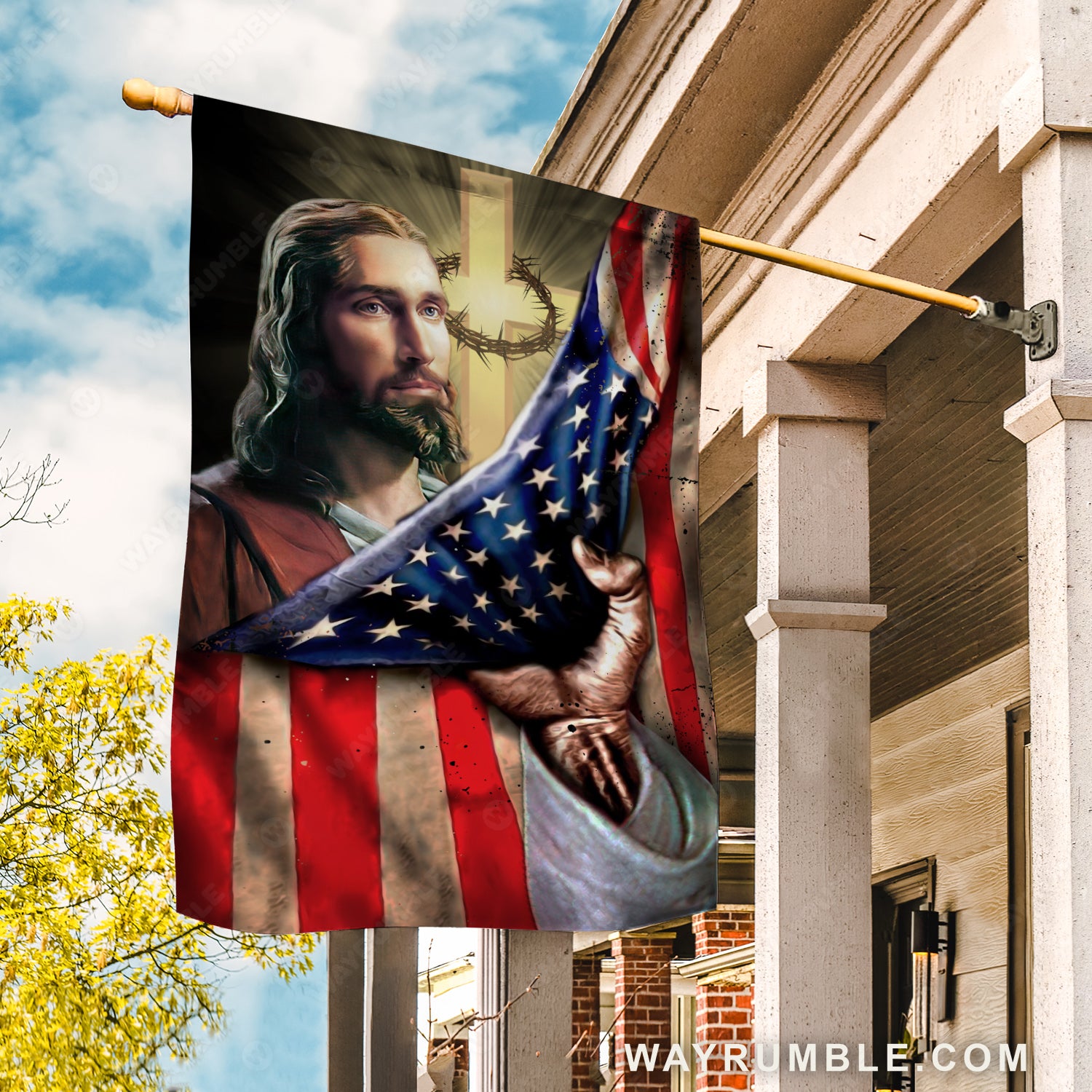 Beautiful US flag, The life of Jesus, Crown of thorn - Jesus Flag