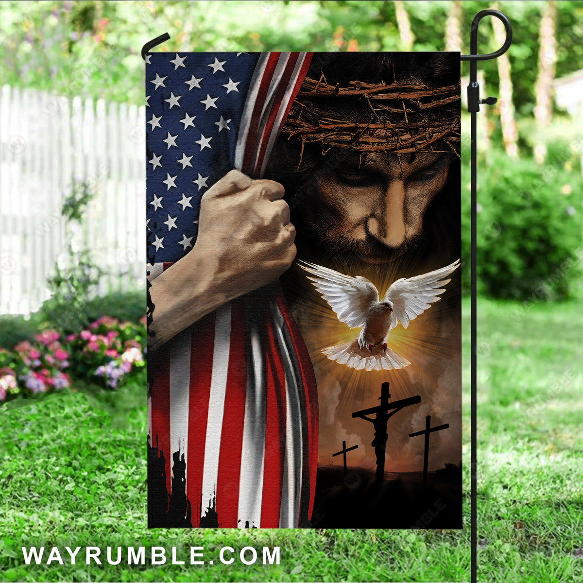 Jesus&#39;s hand, Watercolor dove, The life of Jesus, US flag - Jesus Flag