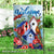 Pretty birdhouse, Watercolor cardinal, Red flower, Welcome - Jesus Flag