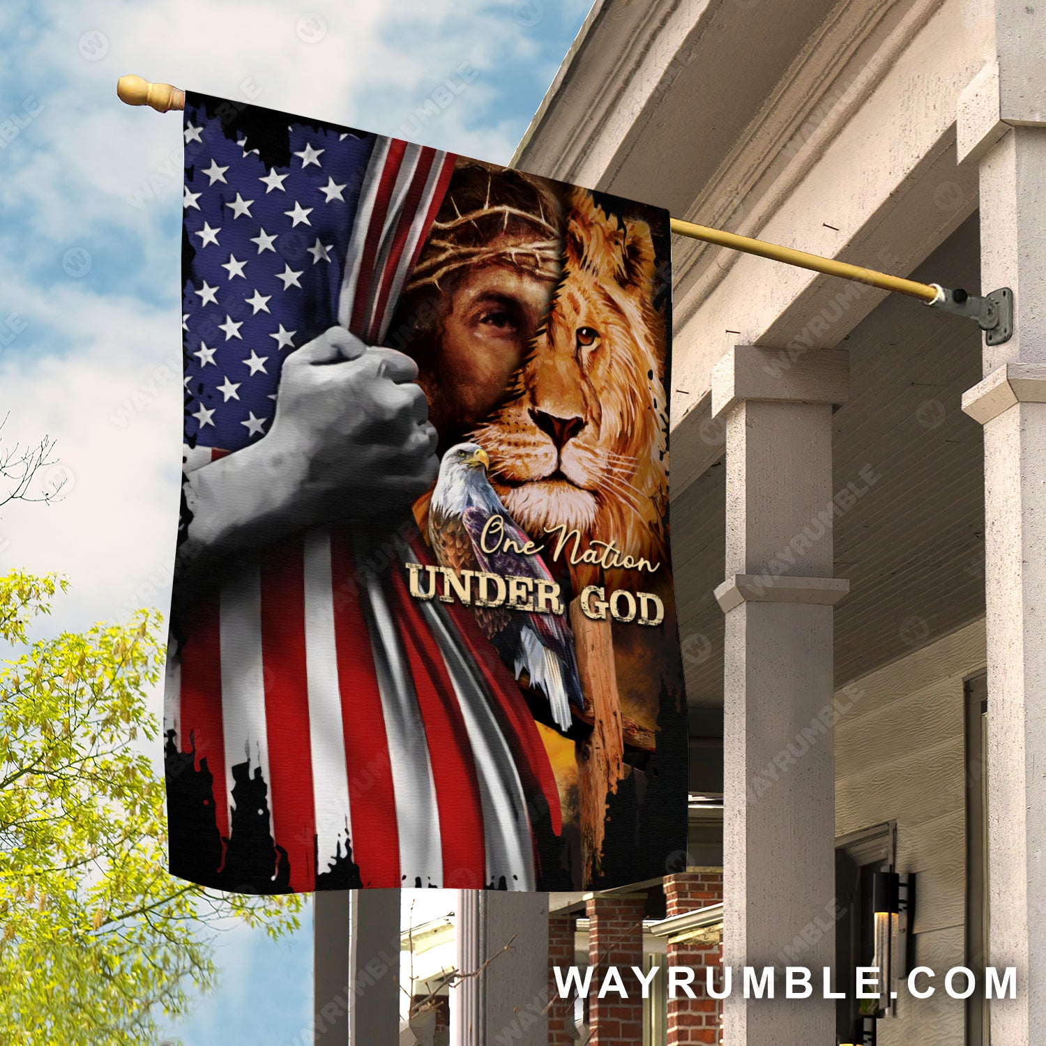 Lion king, Eagle drawing, US flag, One nation under God - Jesus Flag