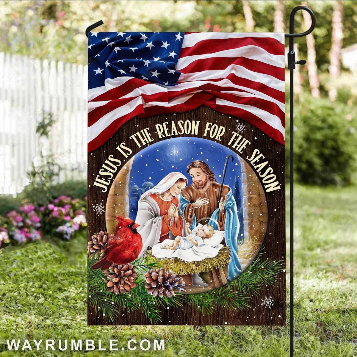 Jesus was born, Stunning night, US flag, Jesus is the reason for the season - Jesus Flag