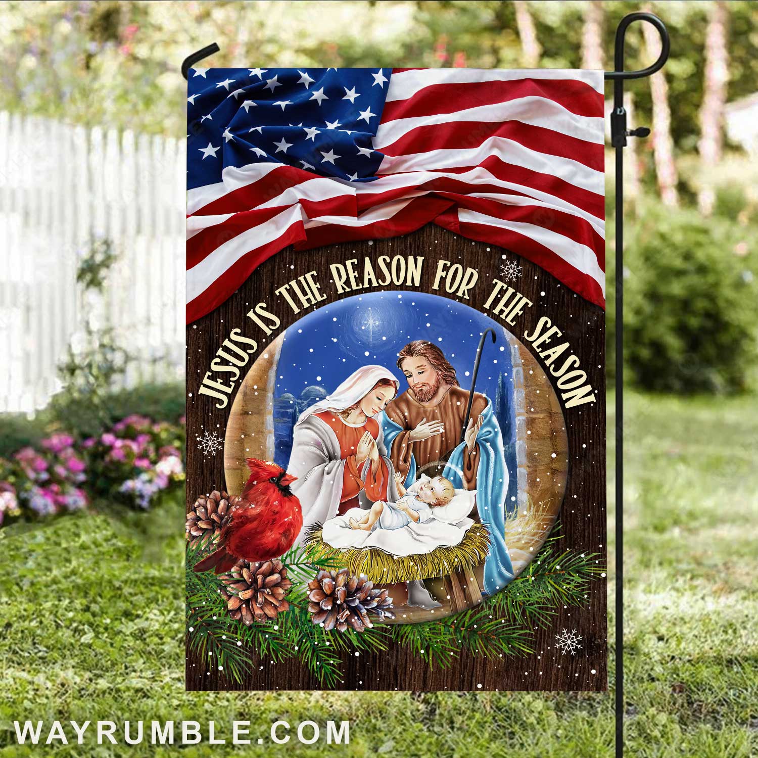 Jesus was born, Stunning night, US flag, Jesus is the reason for the season - Jesus Flag
