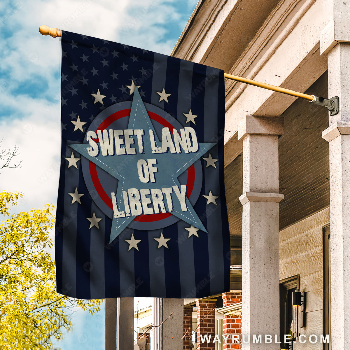 Blue star, Unique background, Sweet land of liberty - Jesus Flag