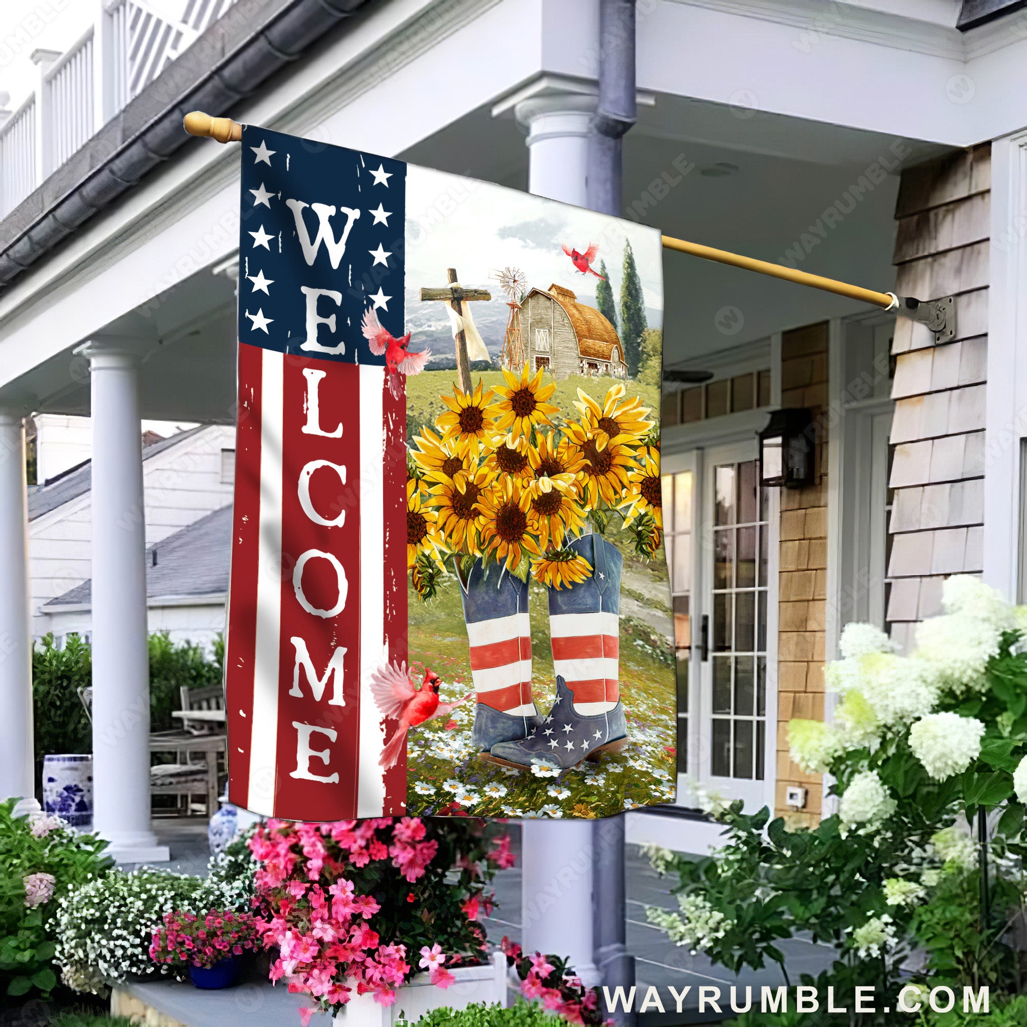 Sunflower drawing, Unique boots, Green meadow land, Welcome - Jesus Flag