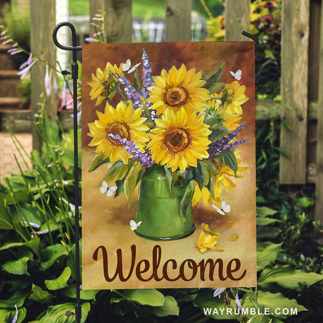 Pretty sunflower drawing, Watercolor lavender, White butterfly, Welcome - Jesus Flag