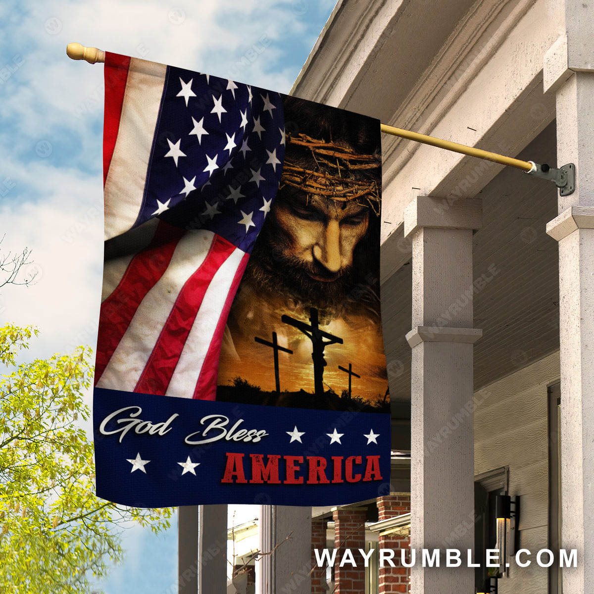 Amazing Jesus&#39;s face, Jesus on the cross, US flag drawing - Jesus Flag
