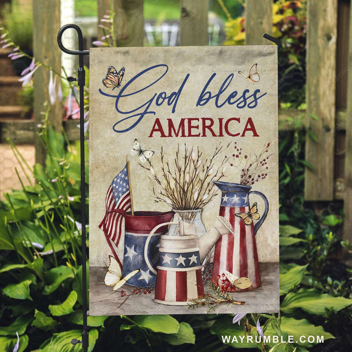 Beautiful flower vase, Attractive US flag, God bless America- Jesus Flag