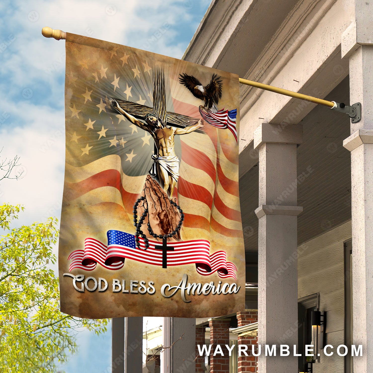 Jesus on the cross, Pray for healing, Amazing eagle, God bless America - Jesus Flag