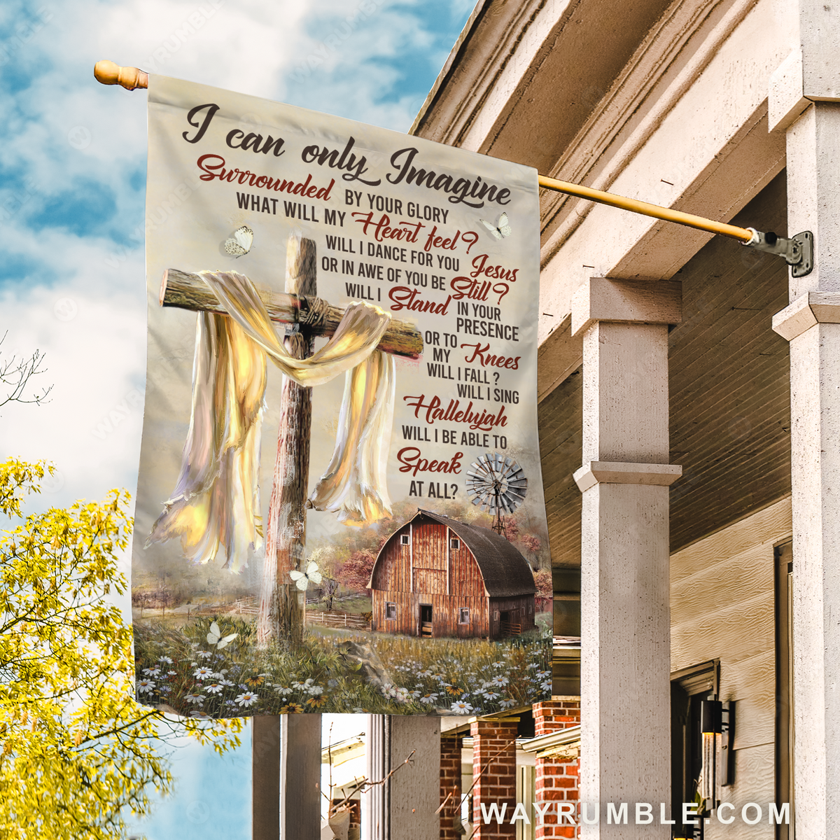 Big cross painting, Vintage house, Daisy field, I can only imagine - Jesus Flag